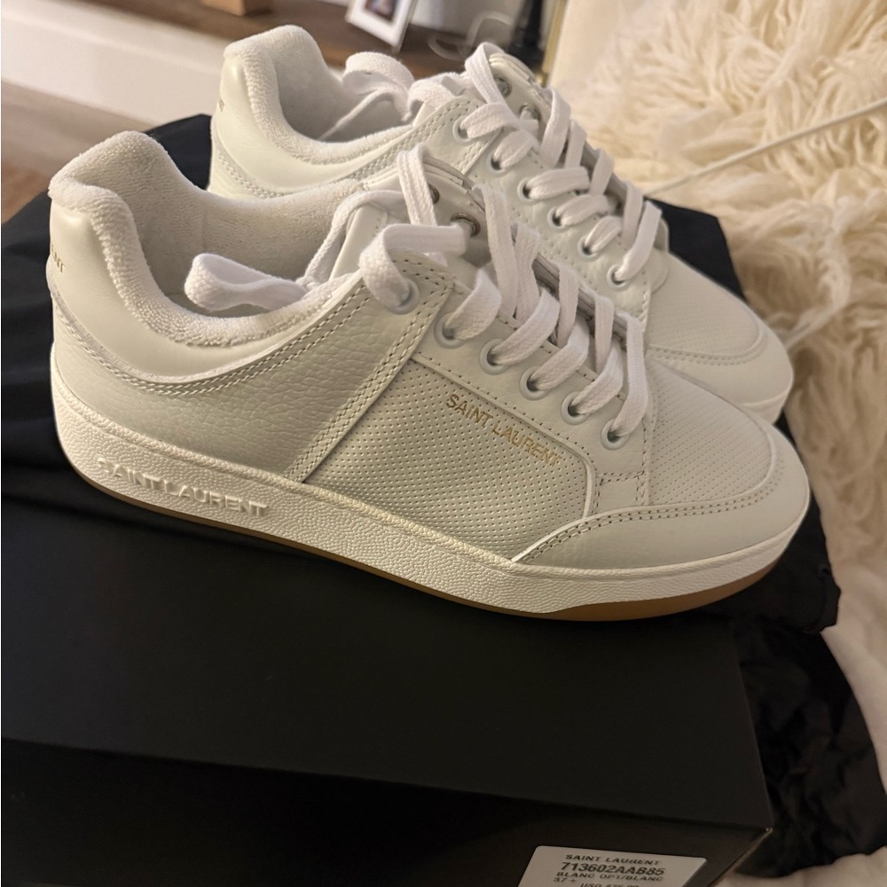 Saint Laurent Off-White Leather Sneakers